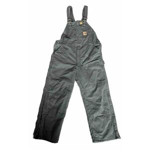 VINTAGE Carhartt R27 Moss 42x30 Overalls  Bibs Double Knee Duck  Quilted USA